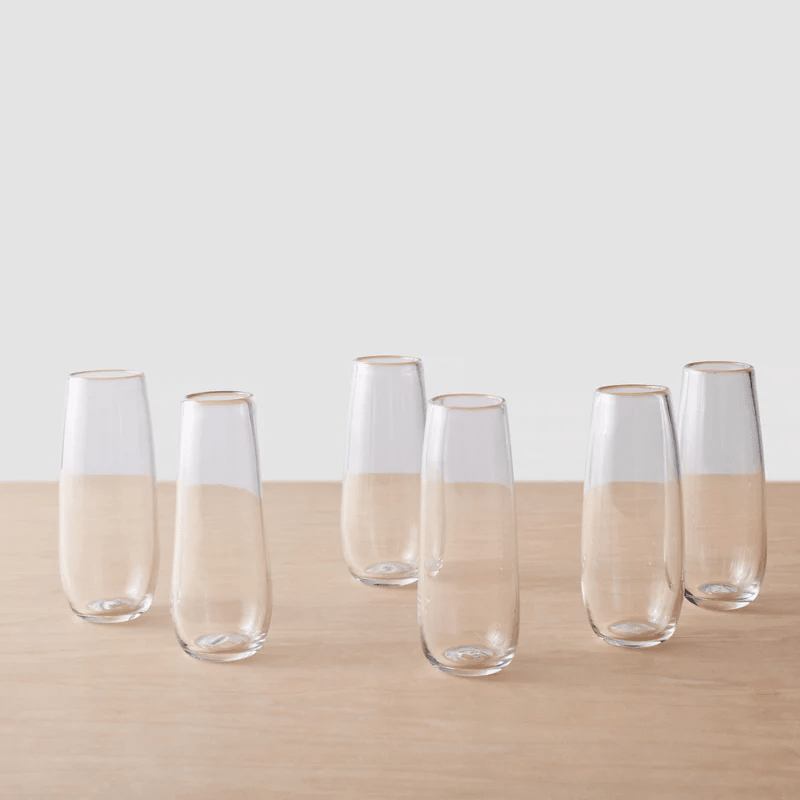 Apasco Recycled Stemless Flute Glasses - 13.5 oz - Set of 6